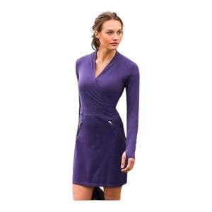 NWT Athleta Suedy Lady Dress XXS Nightshade Purple Long Sleeve Mini Surplice